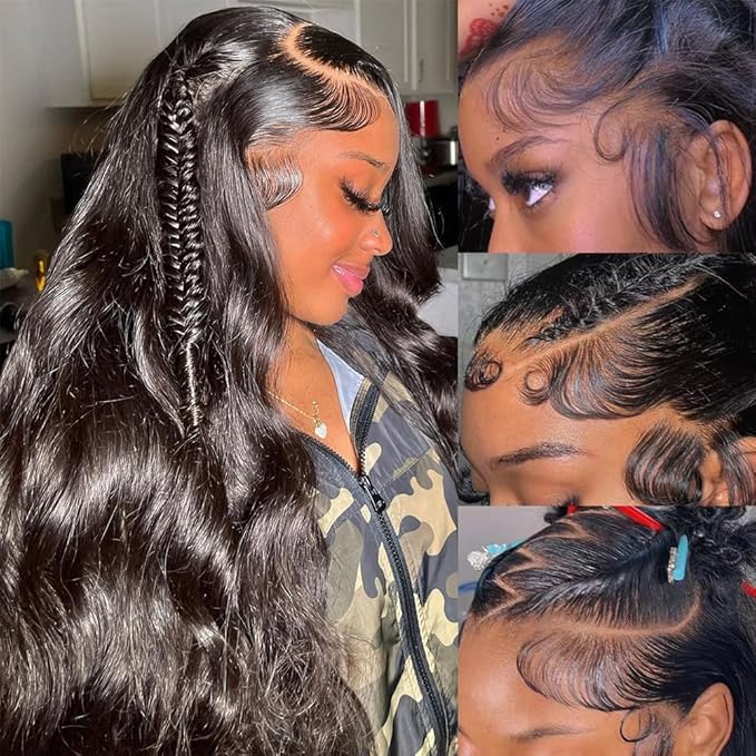 24 Inch 13x6 Lace Front Wigs Human Hair 200% Density Body Wave Wig Pre Plucked Glueless Wig 100% Brazilian Virgin Human Hair with Baby Hair Wigs for Women