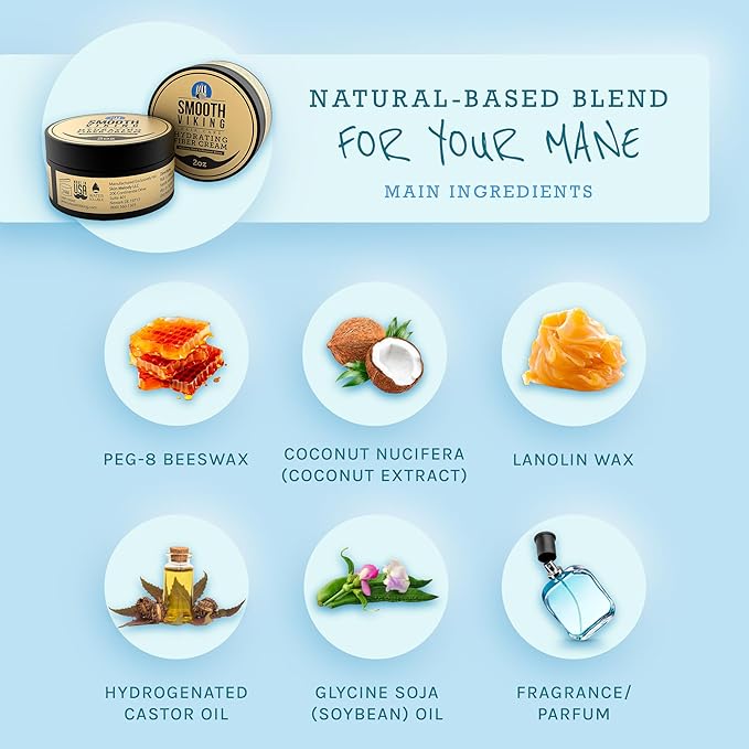 Smooth Viking Hydrating Fiber Cream for Men - Hair Cream for Men, Hair Gel for Men, Mens Hair Products, Mens Hair Paste, Styling Cream Men - Made in USA, 2oz