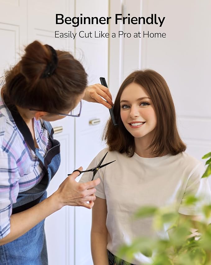 ULG Hair Cutting Scissors Professional Salon Shears 6.5-Inch Ultra Sharp Barber Scissors with Haircut Comb, Left/Right Symmetrical, Stainless Steel Haircut Scissors for Men, Women, Salon & Home Use