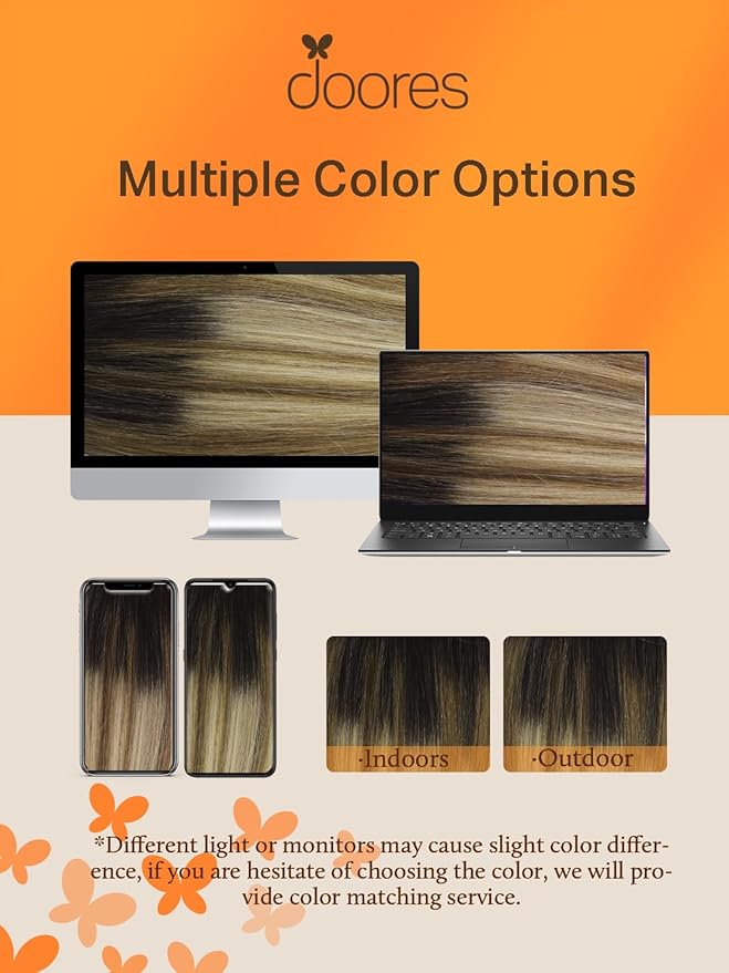 DOORES Tape in Hair Extensions Human Hair, Dark Brown to Dirty Blonde, 12 Inch, 20g, 10pcs, Straight, Remy, Tape-In Installation