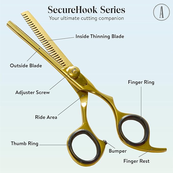 ANDUSTRIAL - Professional Hair Cutting And Thinning Scissors/Shears For Men/Women/Home/Salon - Premium High Carbon Steel Quality - Smooth And Sharp - 6.5 Inch, Gold