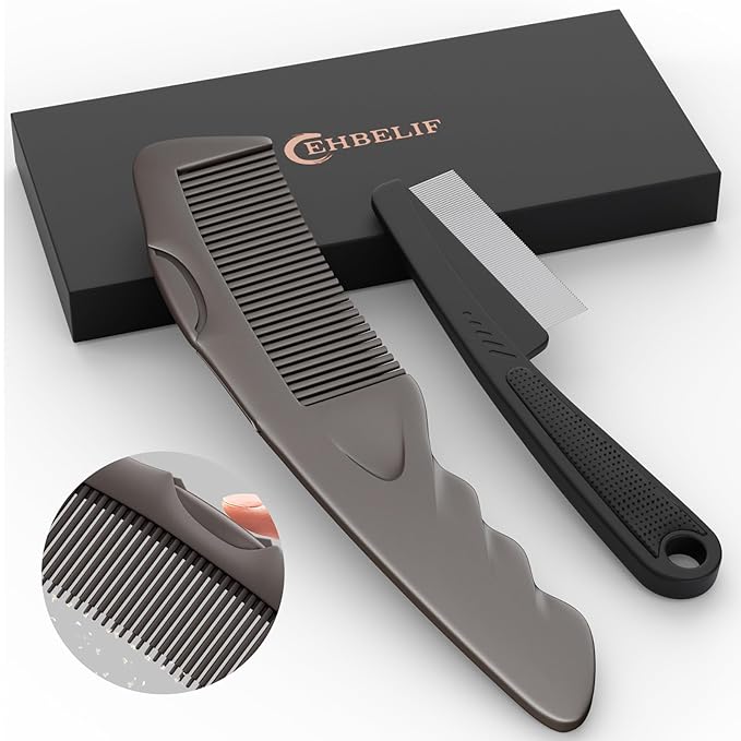 Dandruff Comb 2PC Upgraded Fine Tooth Scalp Detox Comb Lice for Women, Men & Kids Scalp Detoxing, Sweep & Massage Hair Brush Tool with Elegant Box for Hair Care (Brown)