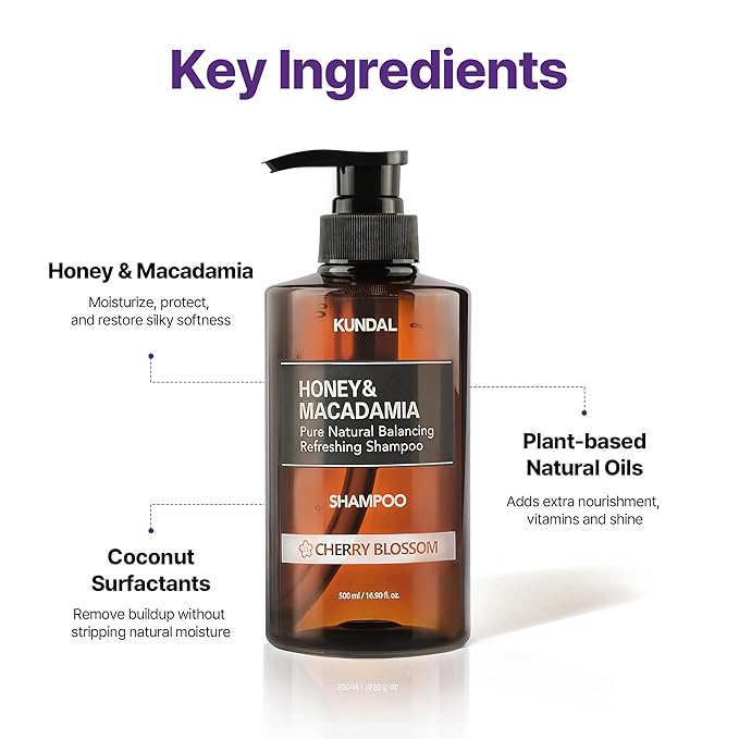 KUNDAL Shampoo/Conditioner + Caffeine Scalp Tonic Set, Sulfate Free Moisture Care, Hair Loss Scalp Strengthening, Korean Hair Care + Amber Vanilla, 16.9 fl oz x2 + 3.38 fl oz