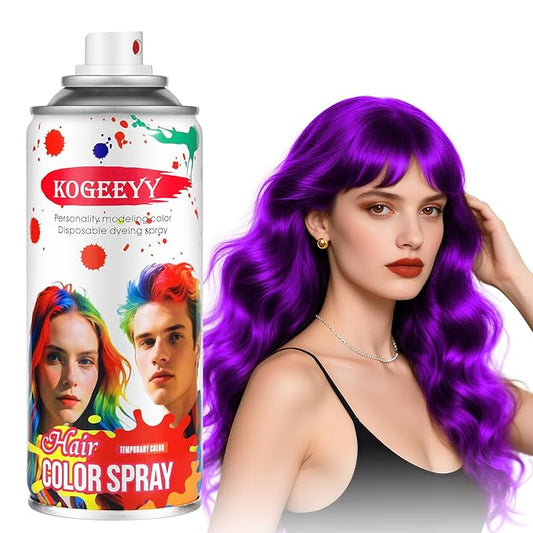 Temporary Hair Color Spray for Kids Women,One-Time Use Purple Hair Spray, Washable Temporary Hair Dye, Natural Hair Color Wax,Non-sticky Hair Spray for Cosplay,Party,Christmas,Halloween(Purple,4.06Oz)