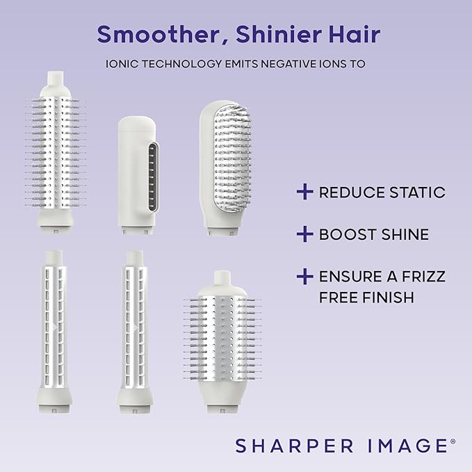 Sharper Image Revel 6-in-1 Multi-Styler – Ionic Hair Dryer Brush| Curling Wand, Detangler, Volumizing| Hot Air Wrapping Styling Tool| Thermal Brush Hair Curler & Straightener| Hair Accessory for Women