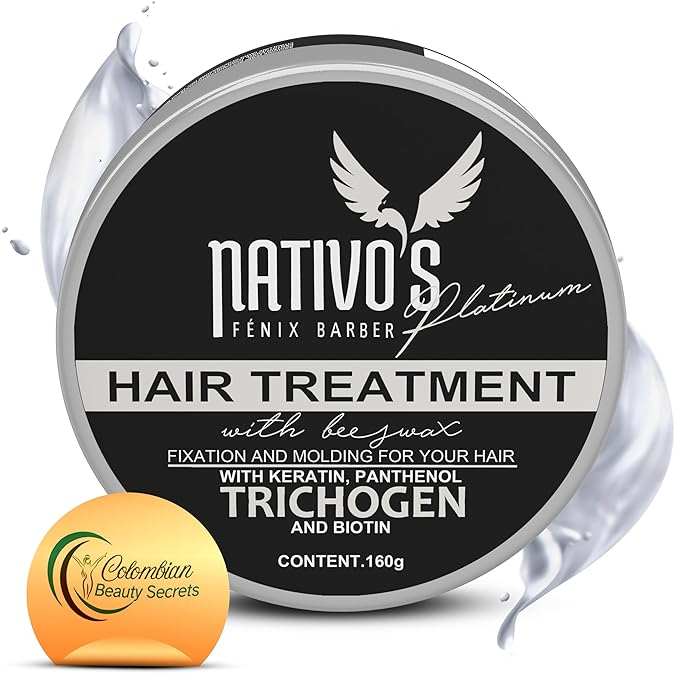 Nativo's Hair Styling Cream and Regrowth Treatment For Men and Women - Hair Thickening Mask with Bee Honey & Trichogen - Tames & Strengthens, Dry, Frizzy, Curly Hair, Paraben-Free (160g)