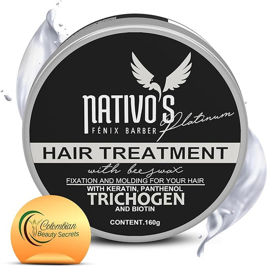 Nativo's Hair Styling Cream and Regrowth Treatment For Men and Women - Hair Thickening Mask with Bee Honey & Trichogen - Tames & Strengthens, Dry, Frizzy, Curly Hair, Paraben-Free (160g)