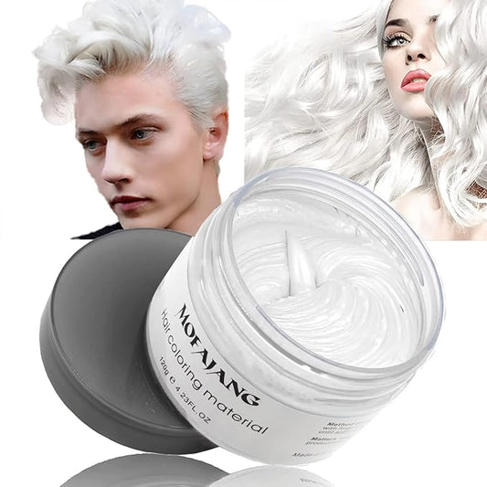 White Hair Spray Color,Temporary Hair Color Wax,White Hair Dye,wWite Hair Chalk,NaturalHair Styling Clays Ash for Cosplay,Party,Masquerade, Halloween.etc (White, 1 Pack)