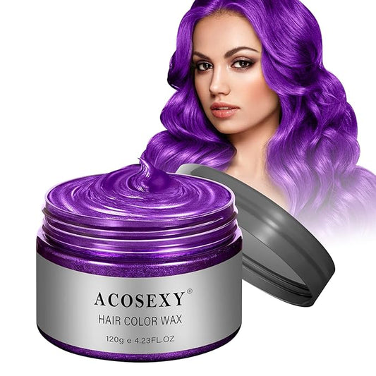 Temporary Hair Color Wax Dye,Hair Color Spray, Natural Hair Coloring Wax Material Disposable Hair Styling Clays Ash for Cosplay,Party,Masquerade, Halloween.etc (Purple, 1 Pack)
