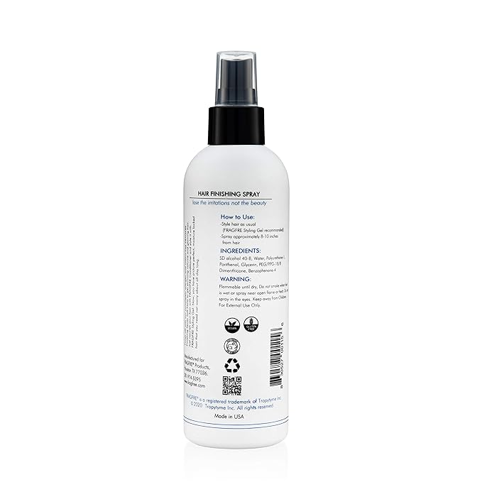 Hair Finishing Spray 8 oz - Flexible Soft Hold - Hair Spray for Sensitive Skin - Fragrance Free Hypoallergenic Parabens Free - Non Irritating Quick Dry Denatured Alcohol - Gluten Free Vegan