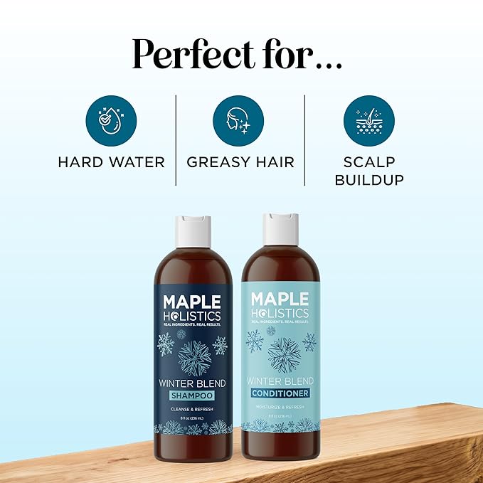 Sulfate Free Hard Water Shampoo and Conditioner - Hard Water Hair Treatments of Product and Minerals with Five Mint Essential Oils for Replenishing Hydration and Hair Shine - Paraben & Cruelty Free