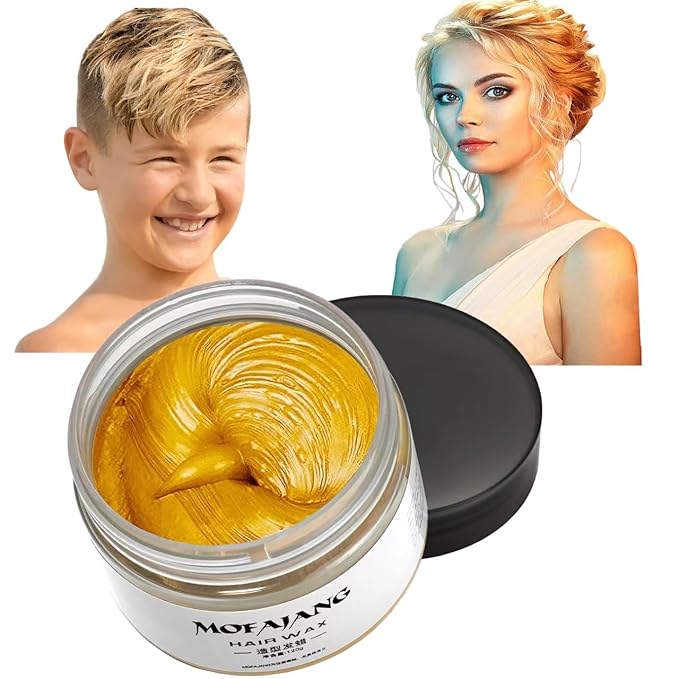 Gold Hair Color Wax Dye, Temporary Gold Hair Spray Color for Halloween Cosplay, Party, Masquerade, 4.23oz Instant Hairstyle Mud Cream
