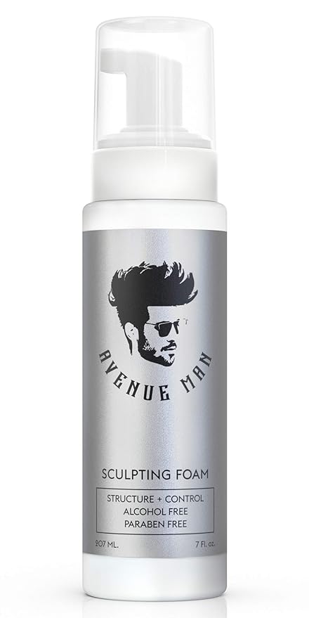 Avenue Man Sculpting Foam for Men - 7 Oz - Frizz Control & Firm Hold Hair Mousse for Men - Styling Hair Products - Men’s Mousse for Hair Styling with No Crunch, Clean Texture & Long-Lasting Lift