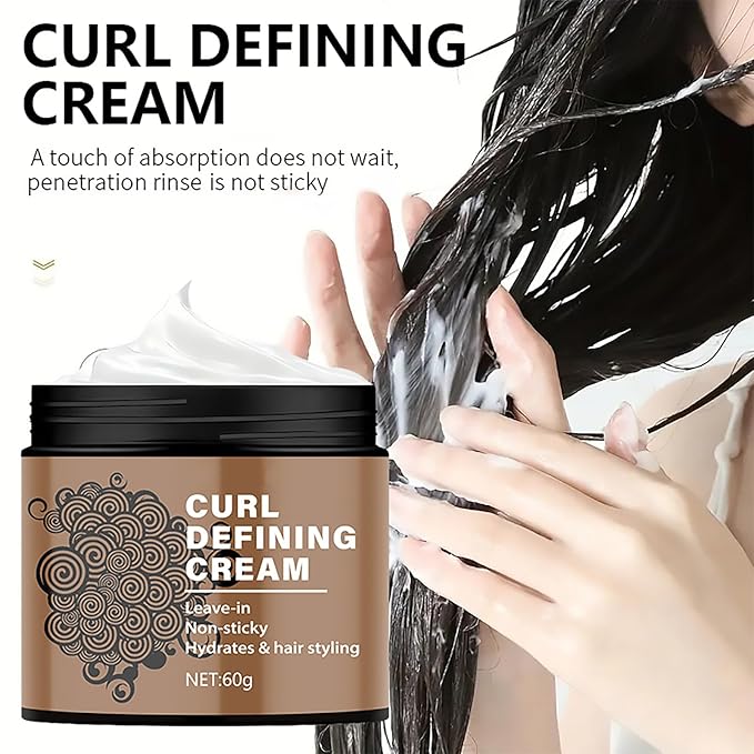 Black Castor Oil Curl Defining Cream，Long-Lasting Hold Curl Cream for Enhanced Waves and Curls，Lightweight and Anti-Frizz Moisturizing Hair Mask，Suitable for All Curly Hair Types，2.14 Oz