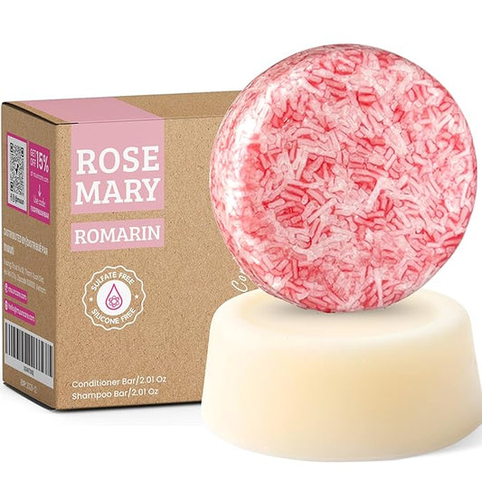 Muun Rosemary Shampoo and Conditioner Bar - Strengthening & Volumizing Solid Soap Bars, Clarifying Shampoo For Oily Hair & Scalp, pH Balanced, Sulfate & Silicone Free