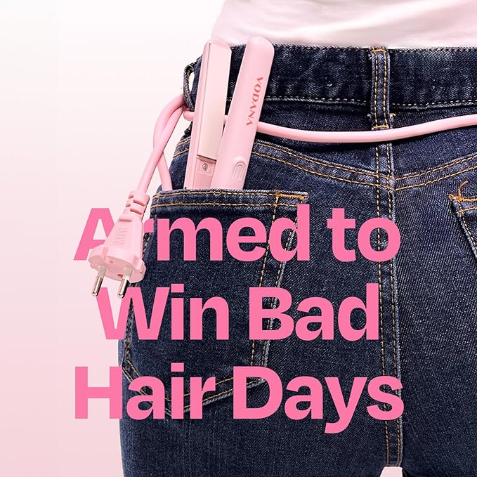 VODANA Pocket Mini Flat Iron, Travel Hair Straightening Iron, Pouch Included, Small Lightweight (Pink Vanilla)…