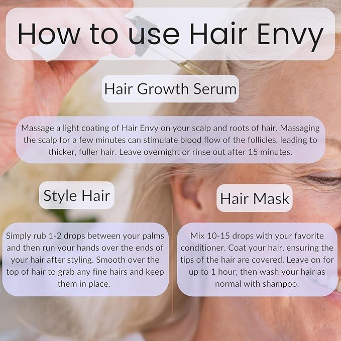 Vitality Extracts Hair Envy - Natural Hair Growth Serum - 100% Pure Essential Oils, 15 Plant Extracts, No Synthetics, No Parabens - Strengthen Hair, Minimize Breakage, Stimulate Follicles