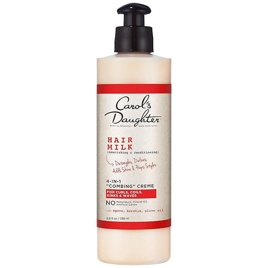 Carol’s Daughter Hair Milk 4 in 1 Combing Creme for Curls, Coils and Waves, with Agave and Olive Oil, Hair Detangler, Curl Cream, 8 fl oz