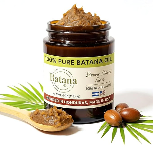 Unrefined Batana Oil for Hair Growth - 100% Raw Unrefined Batana Oil from Honduras - Dr. Sebi Approved Pure Hair Treatment for Thicker Hair - 4oz