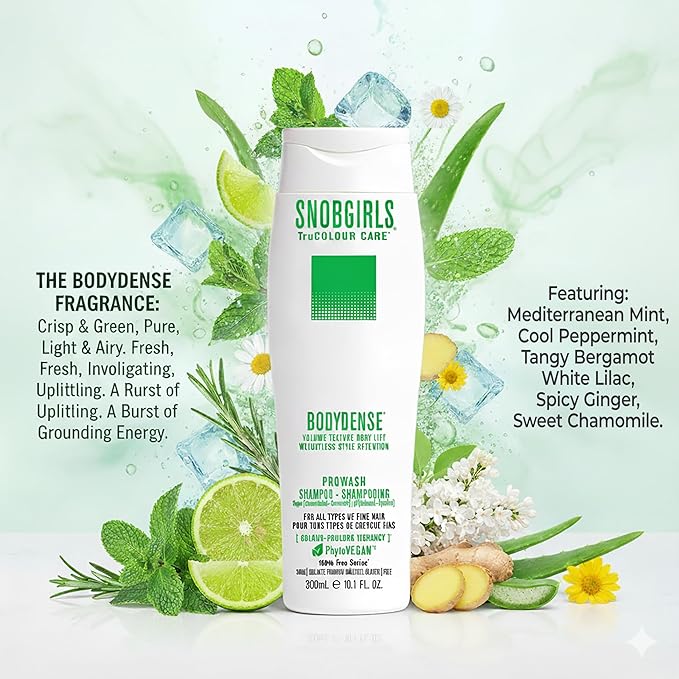 Volumizing Conditioner for Fine or Limp Hair – Lightweight, Vegan, Color Safe Formula with Ceramides & Botanical Oils – Adds Volume, Bounce & Shine – SNOBGIRLS BODYDENSE – 10.1 fl oz