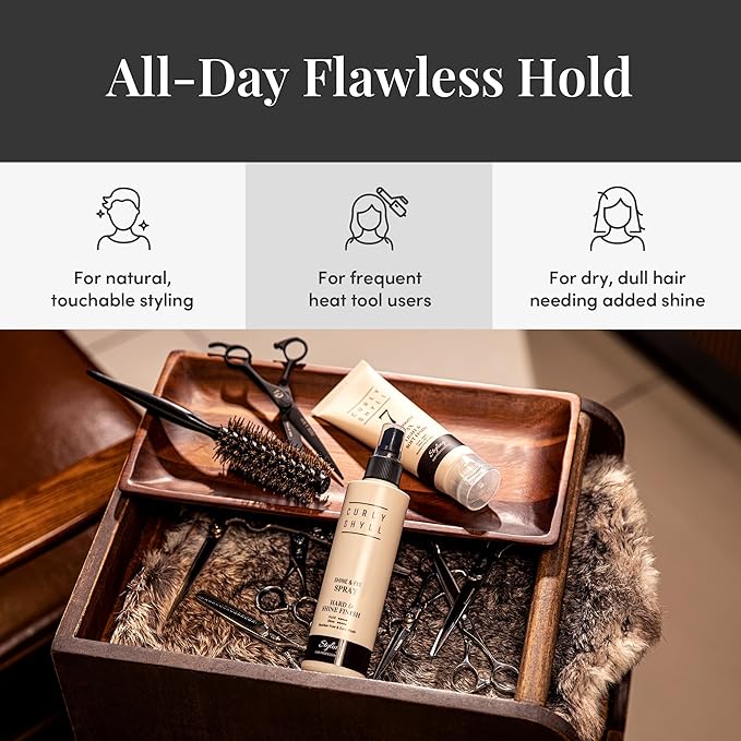CURLYSHYLL Shine & Fix Spray | High Hold Hair Spray | Clean-Finish Mist Type Styling Spray | Non-Sticky, Fast-Drying | 240ml