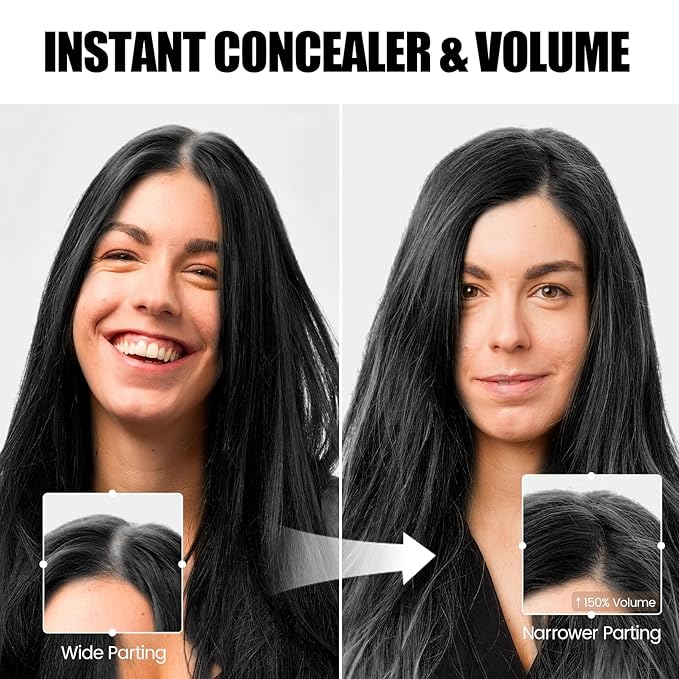 VOLLUCK Hair Thickening Fibers Spray, Temporary Colored Hair Thickener for Root Touch Up Spray, Grey Coverage Root Concealer for Women & Men, | Volumizing & Thickening | Light Brown