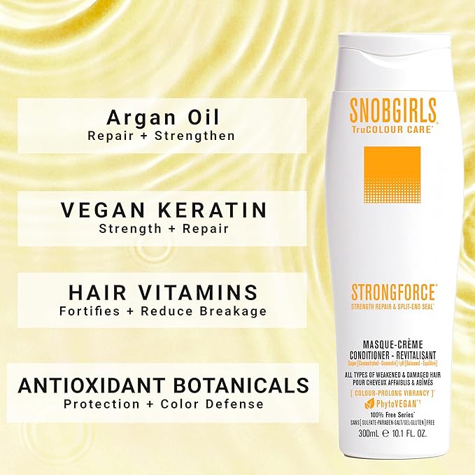 Strengthening Conditioner for Damaged Hair – Vegan, Repair & Anti-Breakage Formula with Argan Oil & Hair Vitamins – Color Safe Moisture Conditioner – SNOBGIRLS STRONGFORCE – 10.1 fl oz
