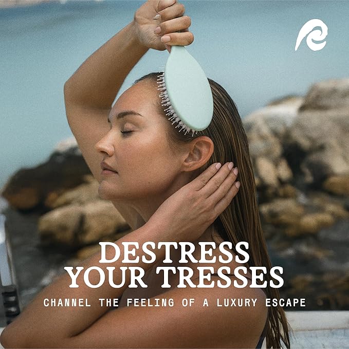 Remilia Hair Ocean Vegan Lush Brush - Detangling Brush for All Hair Types, Natural, Straight, Curly, Wet, & Dry Hair - Hair Comb with Vegan Boar Bristles & Soft Ballpoint Tips