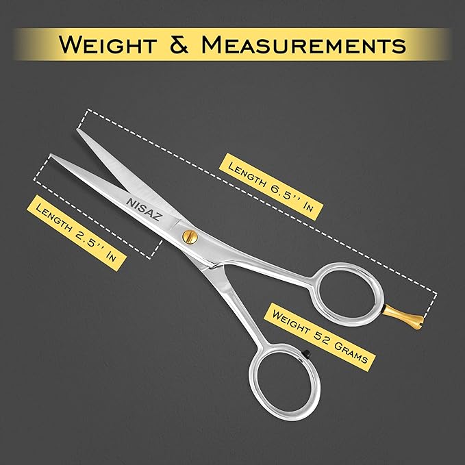 6.5 Inches Professional Hair Scissors with PU Leather Pouch, Smooth & Sharp Barber Scissor, Hair Cutting Scissors for Home or Salon Use – Ideal Hair Shears (Silver, 6.5 Inches)