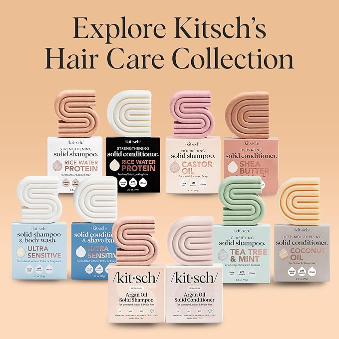 Kitsch Argan Oil Conditioner Bar – Repairing Hair Conditioner for Damaged Hair, Anti-Frizz – Strengthening, Moisturizing Hair Care – Paraben, Silicone & Sulfate-Free – Made in USA - 2.7 oz