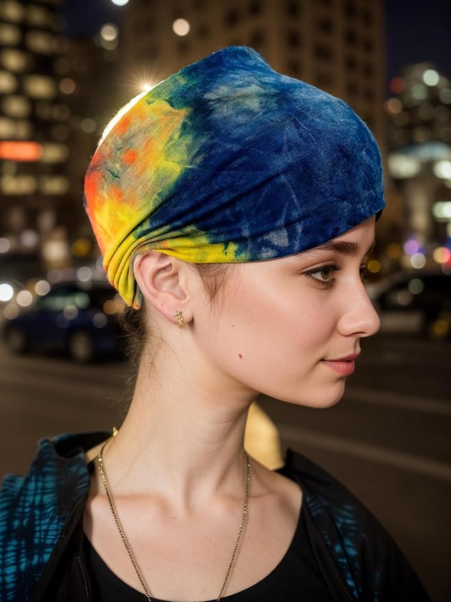 1 Pack Boho Headbands Stretch Paisley Print Bandana Headband Criss Cross Hair Bands Knotted Head Wrap Yoga Daily for Women and Girls (Vivid Color)