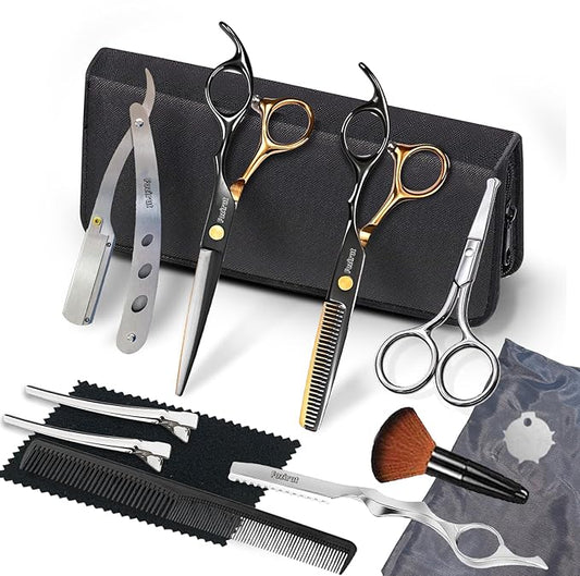 Professional Barber Scissors Hair Cutting Shears Kit, Thinning Shears for Hair Cutting, Haircut Scissors Wig Trimming Texturize Shears Kit for Women Men