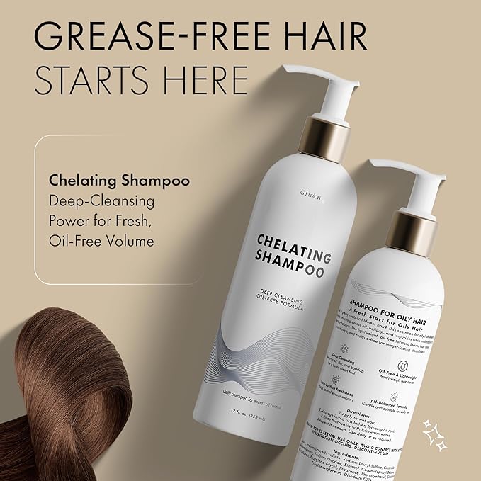 Chelating Shampoo – For Oily Hair & Oily Scalp -Deep Cleansing Clarifying Shampoo- Removes Hard Water Buildup, Chlorine & Residue-Nourishes-No Silicones, No Parabens, Fresh Volume. 12 Fl Oz ( 355 ML)