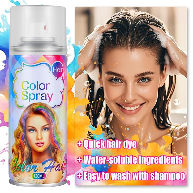 Acomler Temporary Hair Color Spray for Kids Women Men, One-Time Use White Hair Color Spray, Natural Washable Temporary Hair Dye Wax Pomades for Cosplay, DIY, Christmas Party, Halloween (White, 4.06oz)