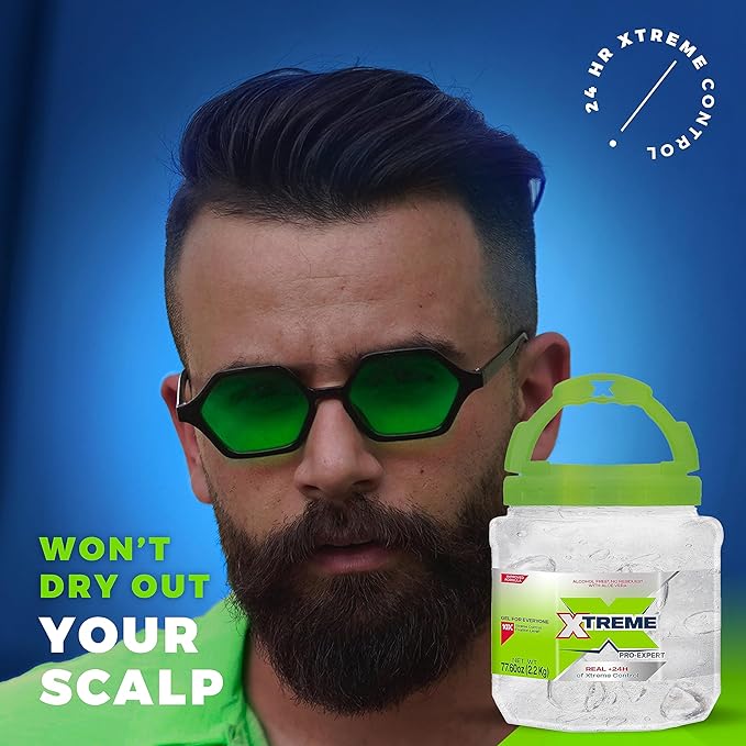 Xtreme Pro-Expert Clear Styling Hair Gel, Alcohol-Free 24-Hours Xtreme Control With Aloe Vera, 77.60 oz Jar (Pack of 3)