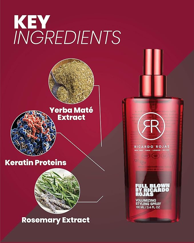 Full Blown Volumizing Spray, Bounce, Movement & Hair Volume, Blow-Dry Styling Hair Spray with Root Lift & Heat Protection, Keratin, Yerba Mate & Rosemary, 3.4 fl oz