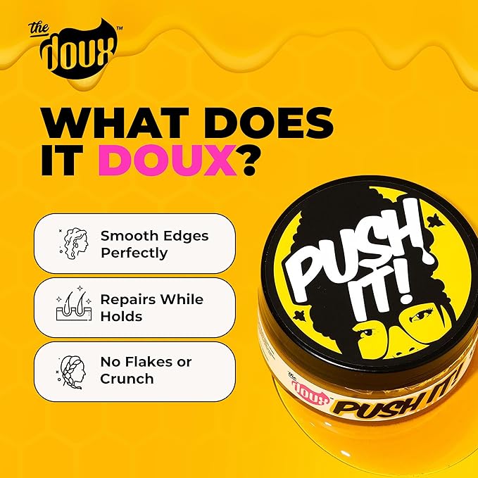 The Doux Edge Control & Braiding Gel for Natural Hair Push It! Braid & Edge Gel for Slick Styles, Frizz Control & Moisture – For Women with Flyaway Hold & Shine