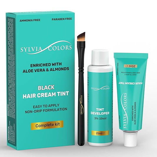 Professional Black Hair TINT KIT – Semi-Permanent Root Touch-Up Color, 25ml – Spot Coloring for Roots & Grays, Waterproof Formula, 40 Applications, Lasts 4-6 Weeks