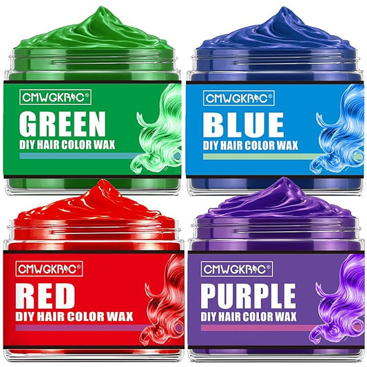 4 Colors Temporary Hair Color for Kids,Gifts for Teens,Girls,Boys,Gifts for Kids,Temporary Hair Dye,Hair Color Spray Green Red Blue Purple Hair Dye Hair Wax Color,Instant Color Wax Halloween Party