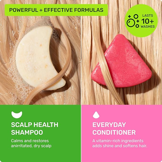 Ethique Beauty Mini Sampler Solid Shampoo & Conditioner Bar Set - Scalp Health Shampoo for itchy, dry, flaky scalps with Oatmeal - Plastic-Free, Cruelty-Free, Vegan - Travel Size - 2 Pack