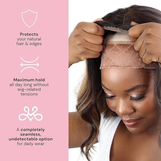 Milano Collection GripCap for Women, 2 in 1 Wig Cap with Grip Band Plus Wig Cap for Lace Frontals, Fully Adjustable, Comfortable, and Breathable Fabric for Secure Fit, Nude, 2 Pack