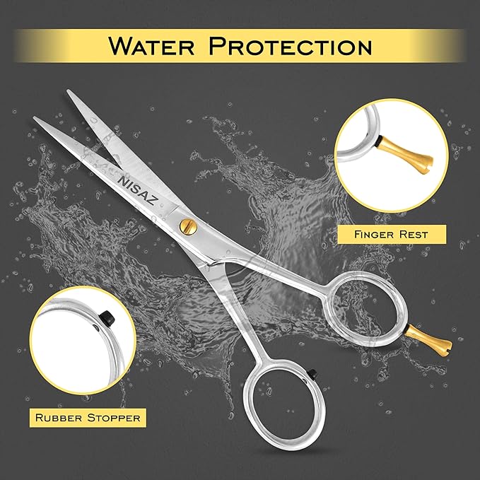 6.5 Inches Professional Hair Scissors with PU Leather Pouch, Smooth & Sharp Barber Scissor, Hair Cutting Scissors for Home or Salon Use – Ideal Hair Shears (Silver, 6.5 Inches)