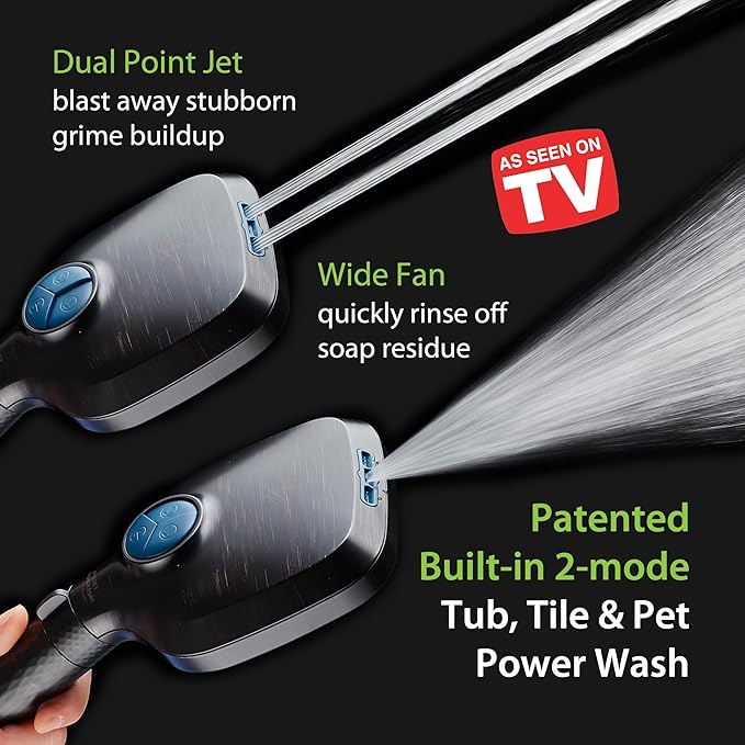 AquaCare 4X High Pressure 10 Spray Mode Filtered Showerhead - Handheld Shower Head Filters Chlorine to Heal Dry Skin, Revive Hair - Dual Power Wash Cleans Tub, Tile, Pets - Hard Water Softener, ORB