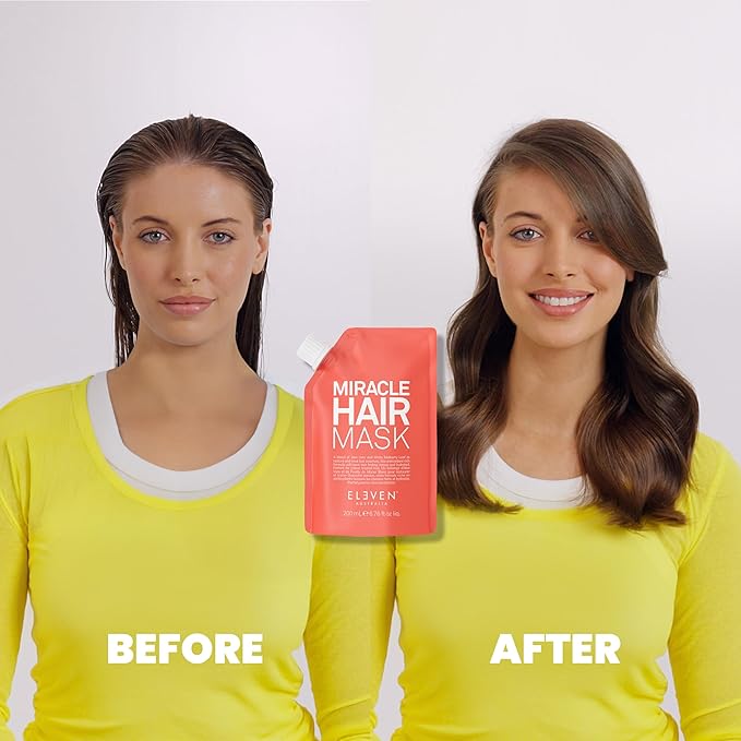 ELEVEN AUSTRALIA Miracle Hair Mask for Dry Damaged Hair - Deep Conditioning Treatment for Men & Women, Restores Moisture & Helps Damage, Hydrating & Moisturizing, Nourishing Formula - 6.8 fl oz
