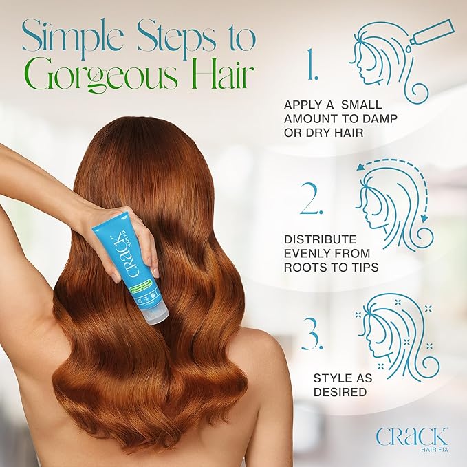 Crack HAIR FIX Styling Treatment - Multi-Tasking, Anti-Frizz, Leave-In Styling Cream with Protection from Humidity, Chlorine, Heat Treatments & Sun, 3 oz