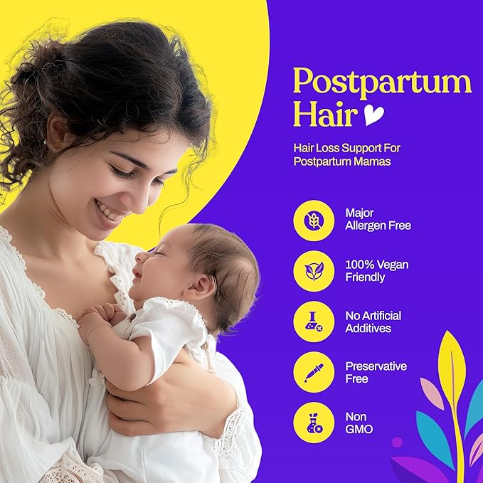 Mama’s Select Postpartum Hair Loss Vitamins – Reduce Shedding, Restore Thickness, Shine, & Strength – Supports Hormonal Balance, Cellular Renewal & Scalp Health – Treatment Is Safe for Breastfeeding