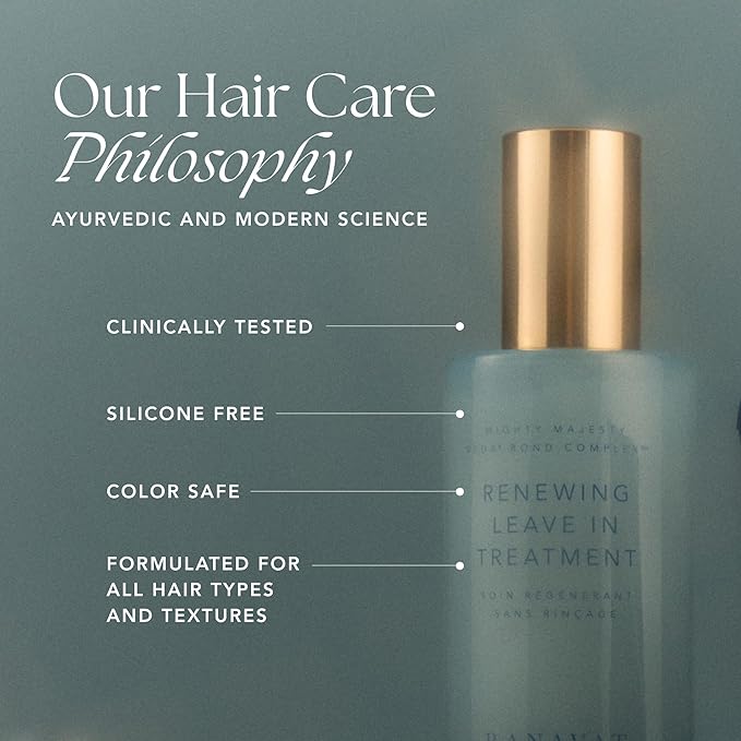 RANAVAT Mighty Majesty Leave In Hair Treatment - Moisturizing Cream & Heat Protectant for Styling & Strengthening - Made with a Veda Bond Strengthening Complex, Macadamia Nut Oil & Haritaki (1.7 oz)