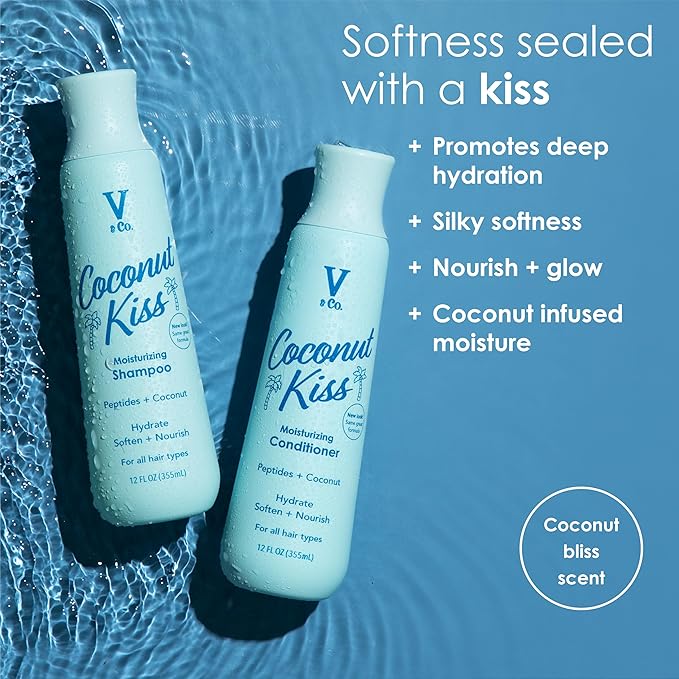 V&Co. Beauty Moisturizing Shampoo and Conditioner Set (12 Oz. Each) - Sulfate Free, Color Safe, and Gentle Formula with Peptide Technology Boosting Hydration for Dry, and Color Treated Hair