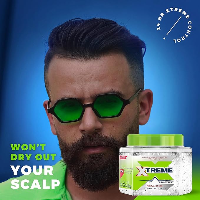 Xtreme Pro-Expert Clear Styling Hair Gel, Alcohol-Free 24-Hours Xtreme Control With Aloe Vera, 35.27 oz Jar (Pack of 6)