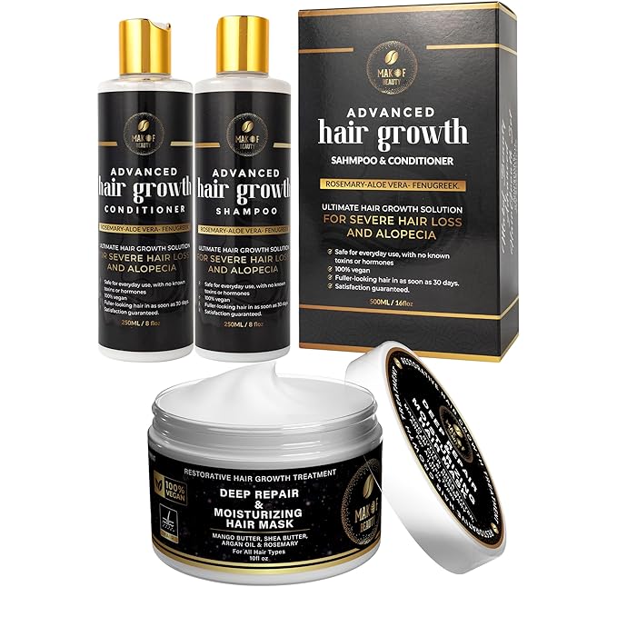 Rosemary Hair Growth Shampoo & Conditioner, Advanced hair treatment Set, Hair Treatment For Severe Hair loss Thinning hair. (HAIR GROWTH STIMULATOR & TREATMENT)